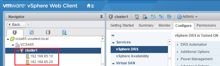 VMware - vShpere Web Client - Cluster