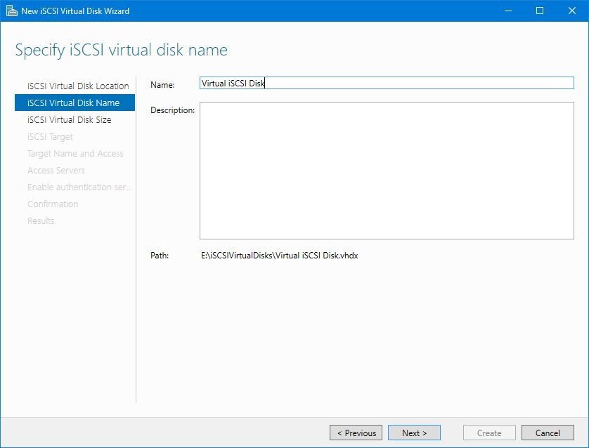 Specify iSCSI virtual disk name