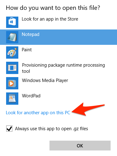 How do you want to open this file - Look for another app on this PC