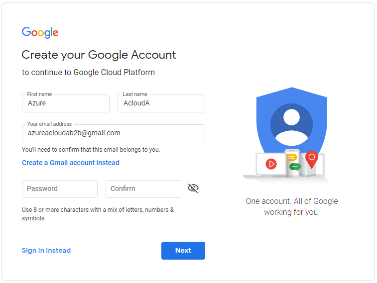 Log in with your Google account dedicated for the federation