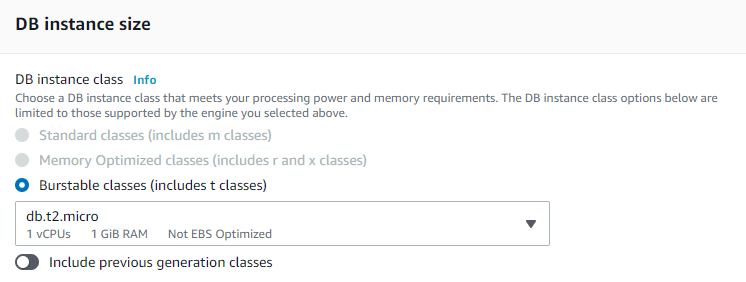 db.t2.micro Burstable class
