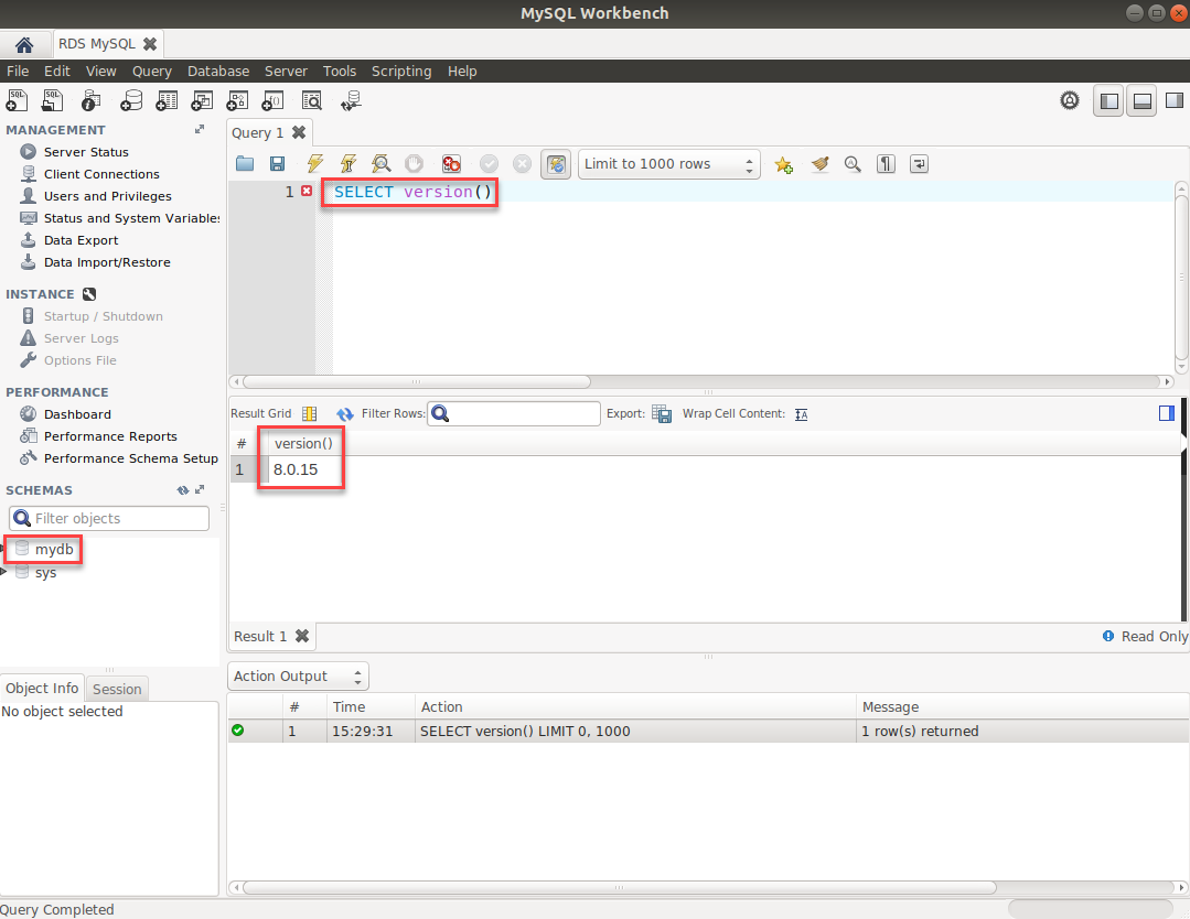 Check instance MySQL version