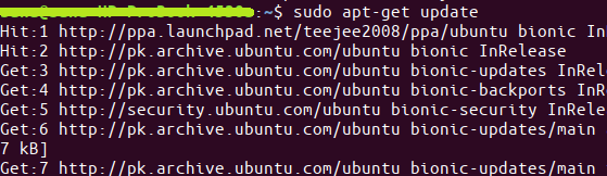 command $ sudo apt-get update