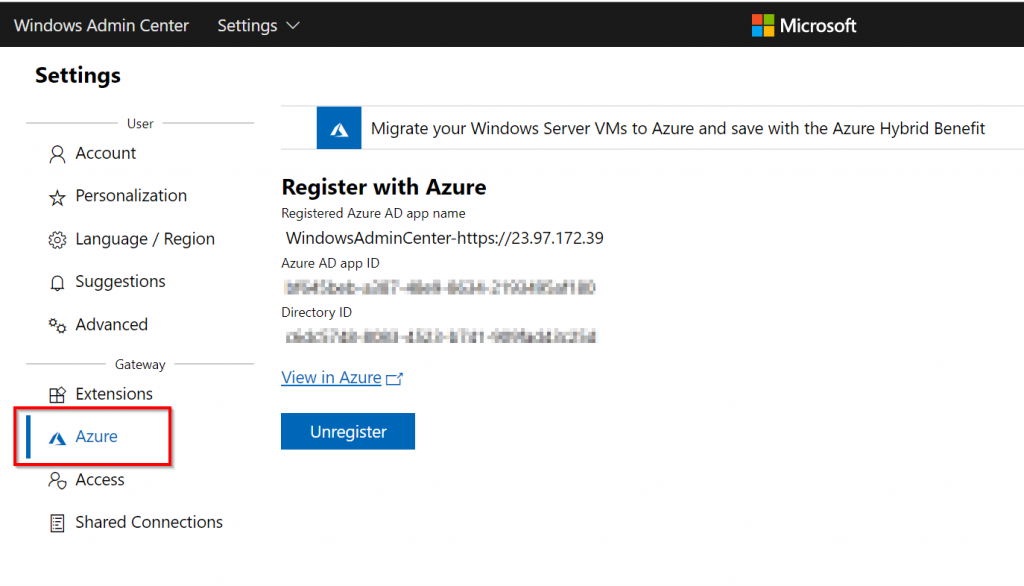 Confirm that WAC is registered in Azure