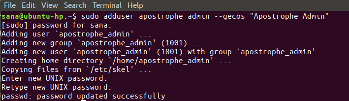 sudo adduser apostrophe_admin 