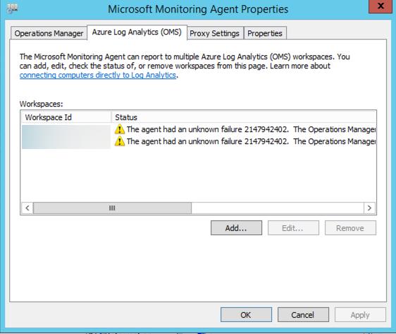 Microsoft Monitoring Agent console